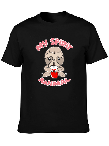 Sloth Spirit Animal Graphic Tee - Black Crew Neck
