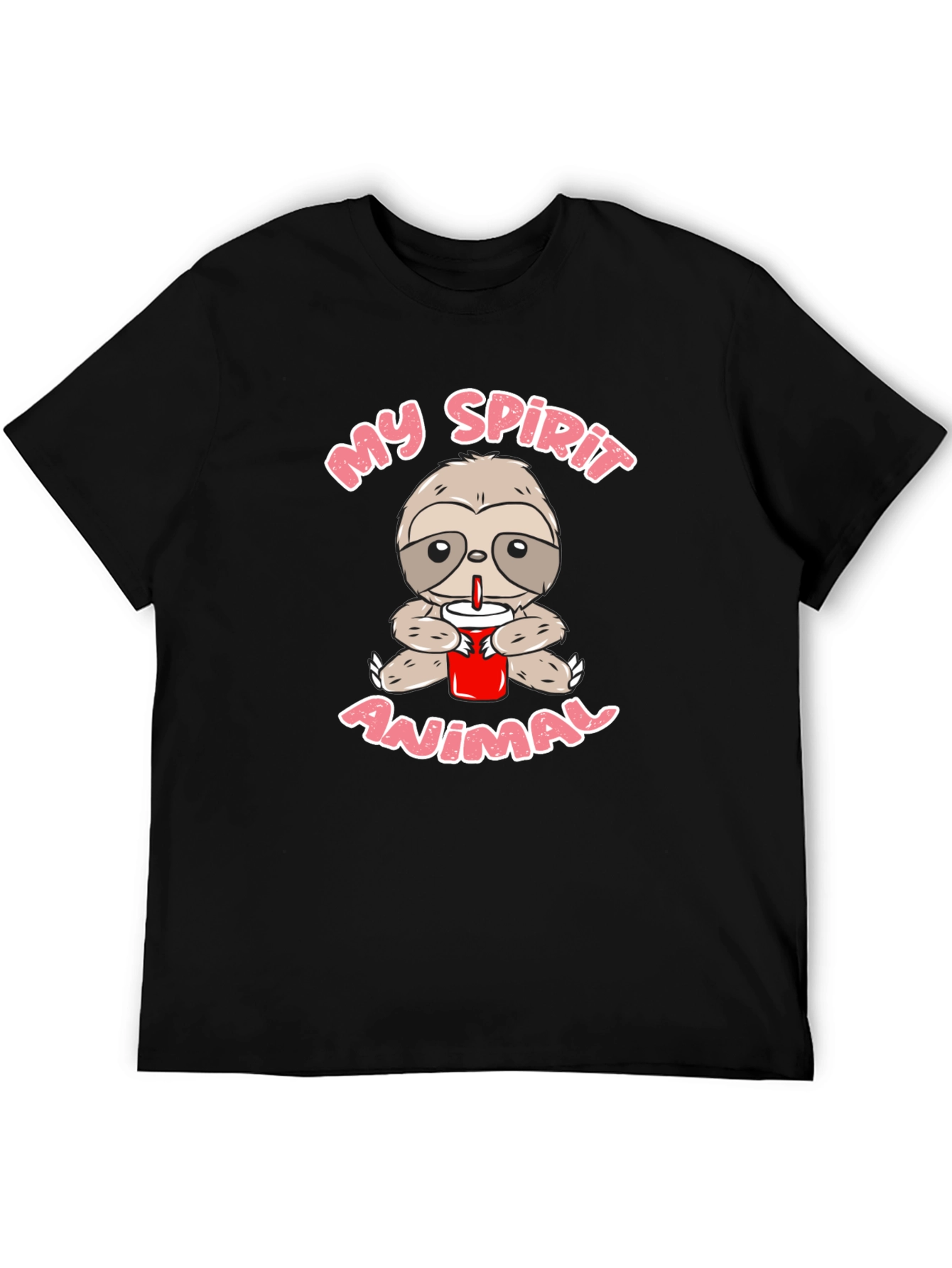 Sloth Spirit Animal Graphic Tee - Black Crew Neck