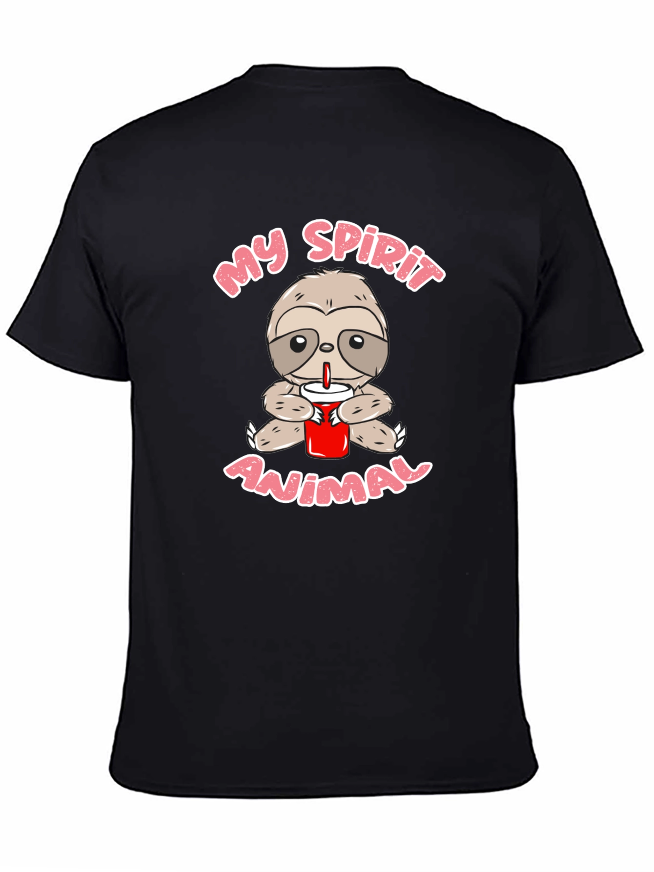 Sloth Spirit Animal Graphic Tee - Black Crew Neck