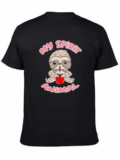 Sloth Spirit Animal Graphic Tee - Black Crew Neck