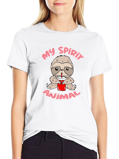 Sloth Spirit Animal Graphic Tee - Black Crew Neck