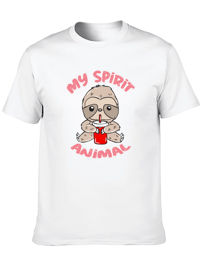 Sloth Spirit Animal Graphic Tee - Black Crew Neck