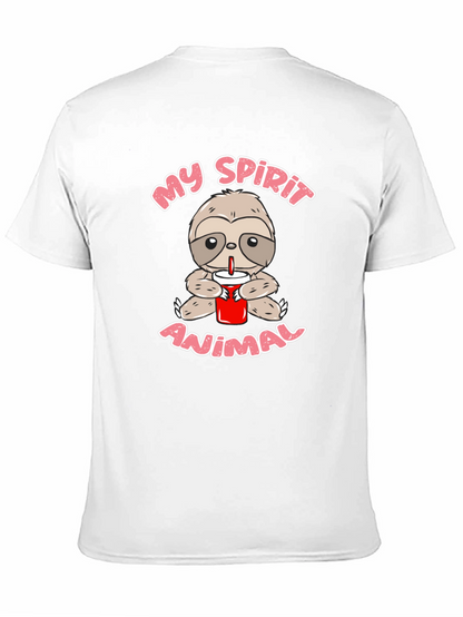 Sloth Spirit Animal Graphic Tee - Black Crew Neck