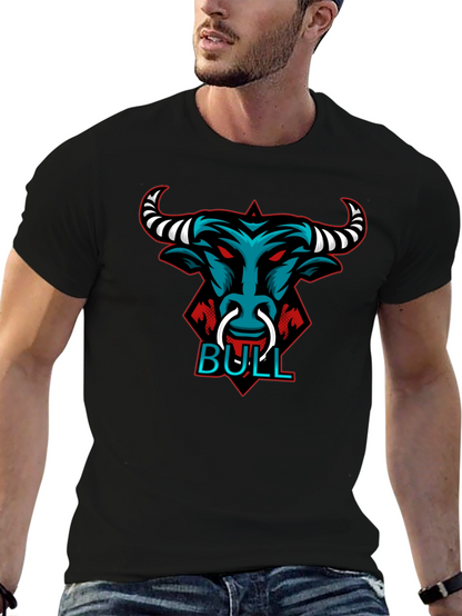 Bull Graphic Tee - Black Crewneck T-Shirt