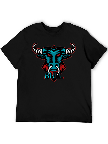 Bull Graphic Tee - Black Crewneck T-Shirt