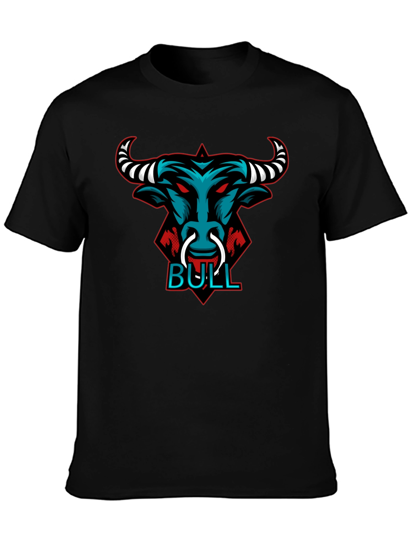Bull Graphic Tee - Black Crewneck T-Shirt