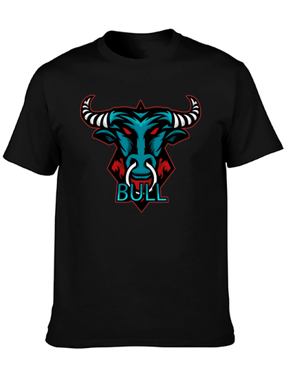 Bull Graphic Tee - Black Crewneck T-Shirt