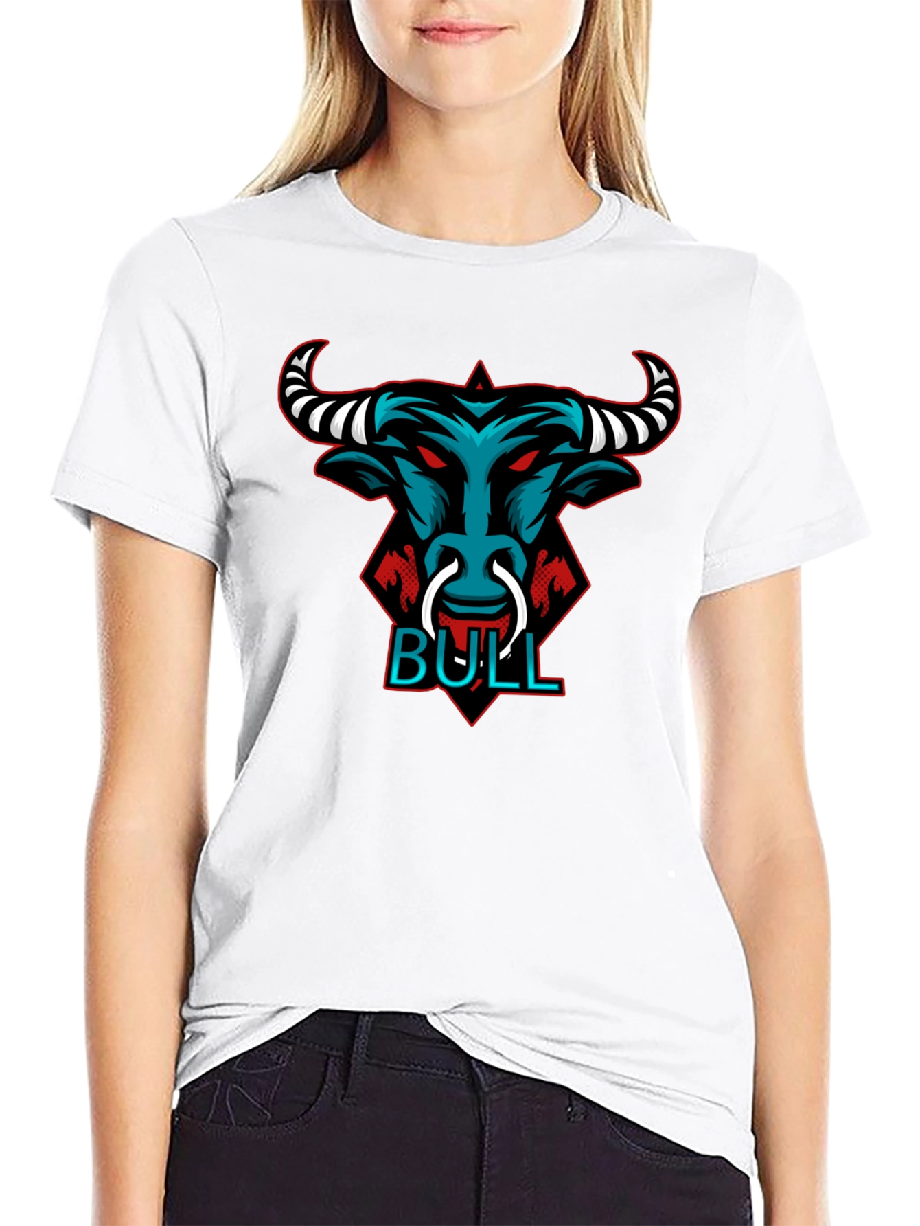 Bull Graphic Tee - Black Crewneck T-Shirt