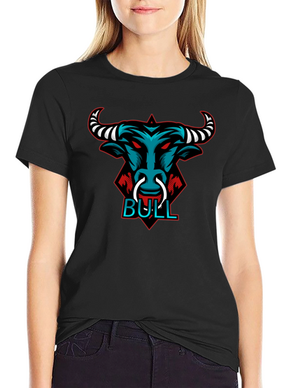 Bull Graphic Tee - Black Crewneck T-Shirt