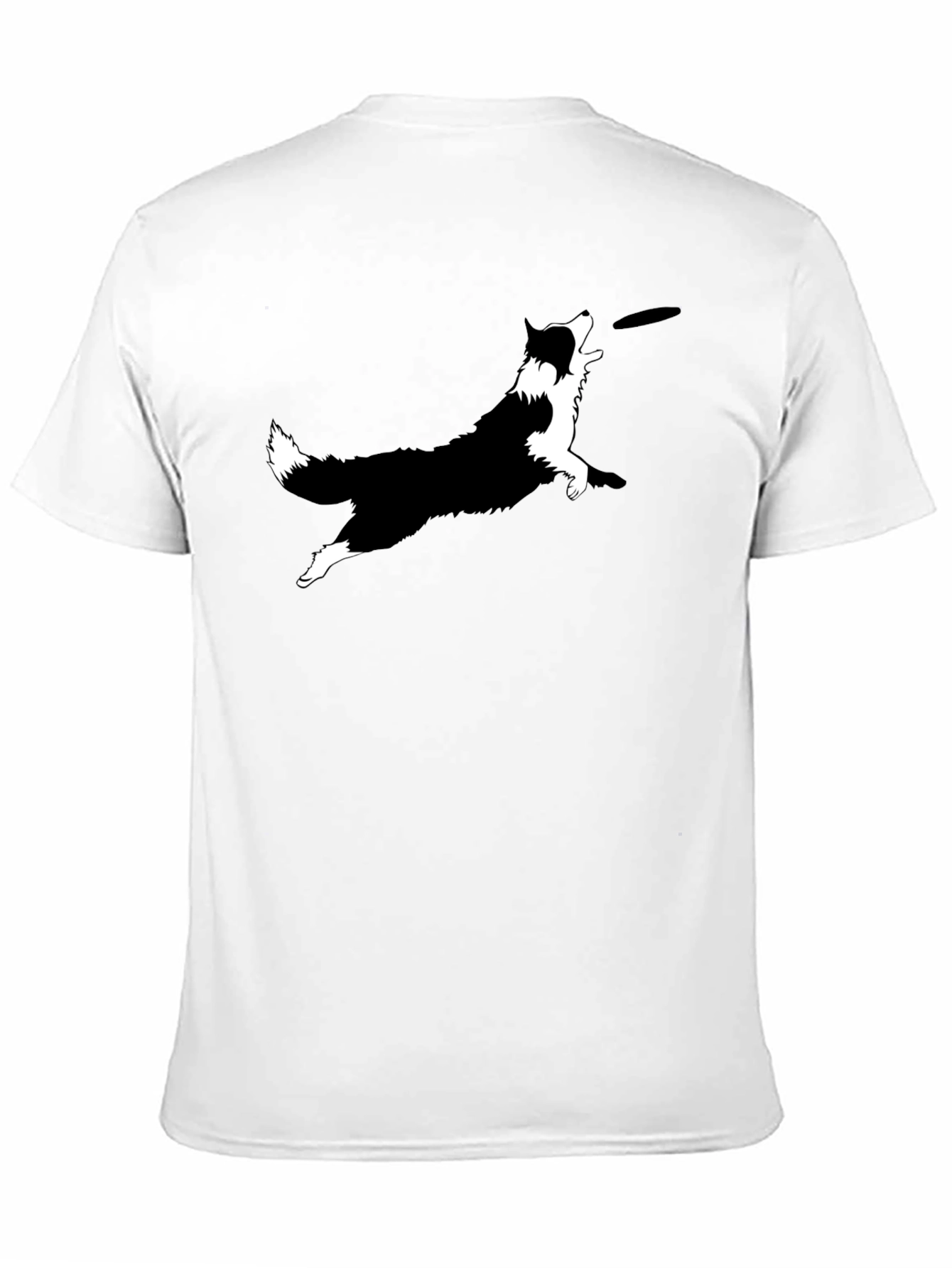 Dog Frisbee Graphic Tee - Black Cotton T-Shirt