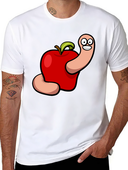 Cartoon Apple Worm Graphic Tee