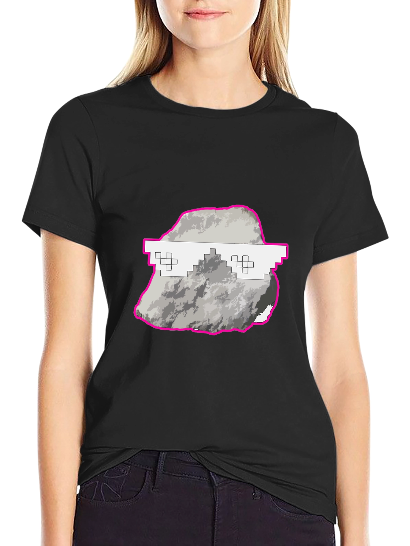 Cool Rock Graphic Tee - Trendy Pixel Glasses