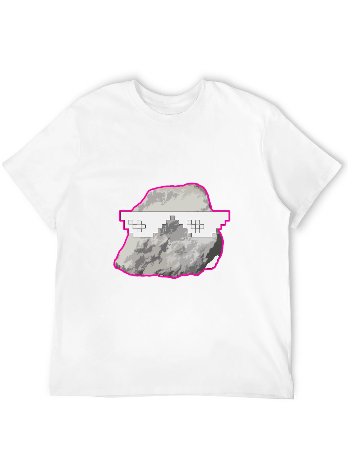 Cool Rock Graphic Tee - Trendy Pixel Glasses