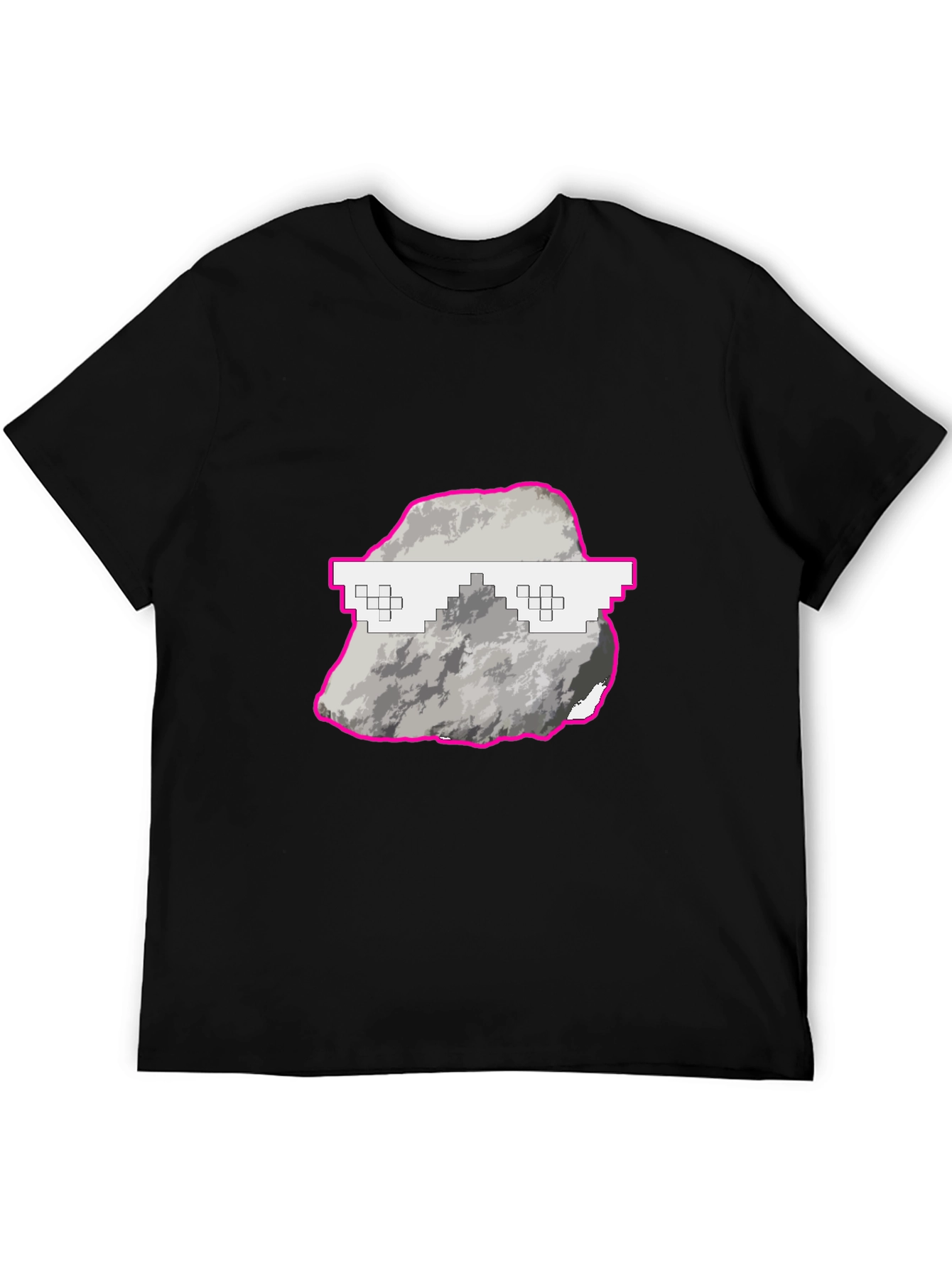 Cool Rock Graphic Tee - Trendy Pixel Glasses