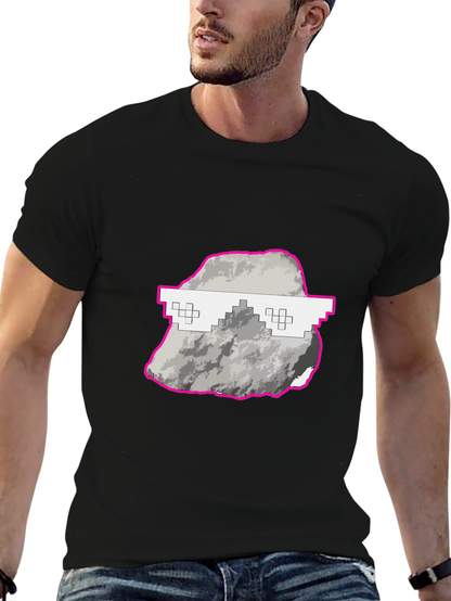 Cool Rock Graphic Tee - Trendy Pixel Glasses