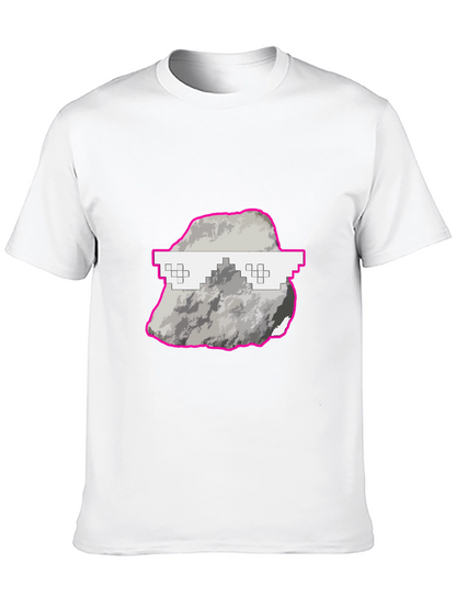 Cool Rock Graphic Tee - Trendy Pixel Glasses