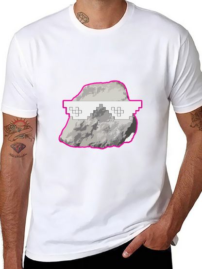 Cool Rock Graphic Tee - Trendy Pixel Glasses