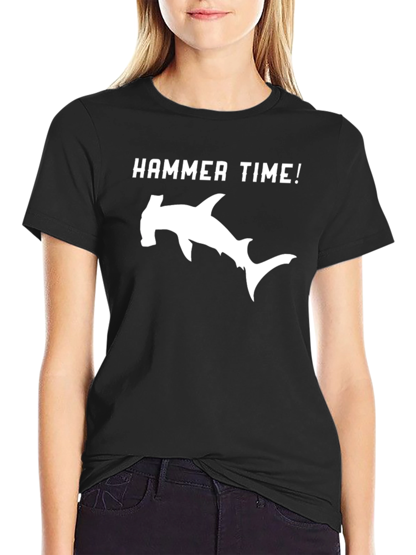 Hammer Time Shark Graphic Tee - Black