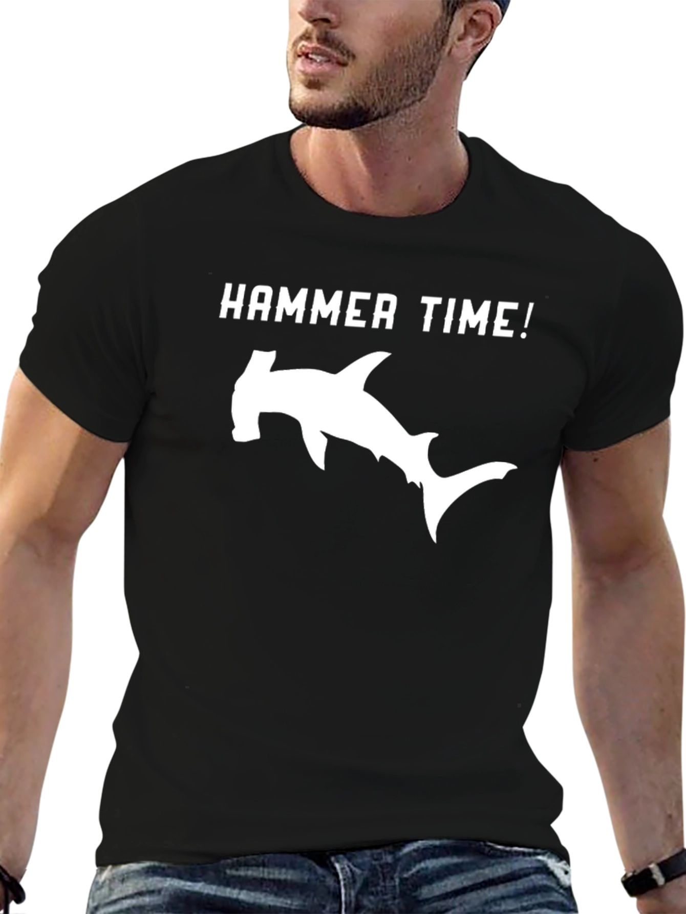 Hammer Time Shark Graphic Tee - Black
