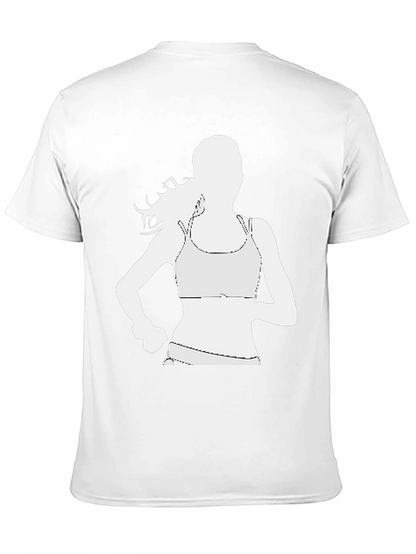 Running Woman Graphic Tee - Black Cotton Casual Shirt