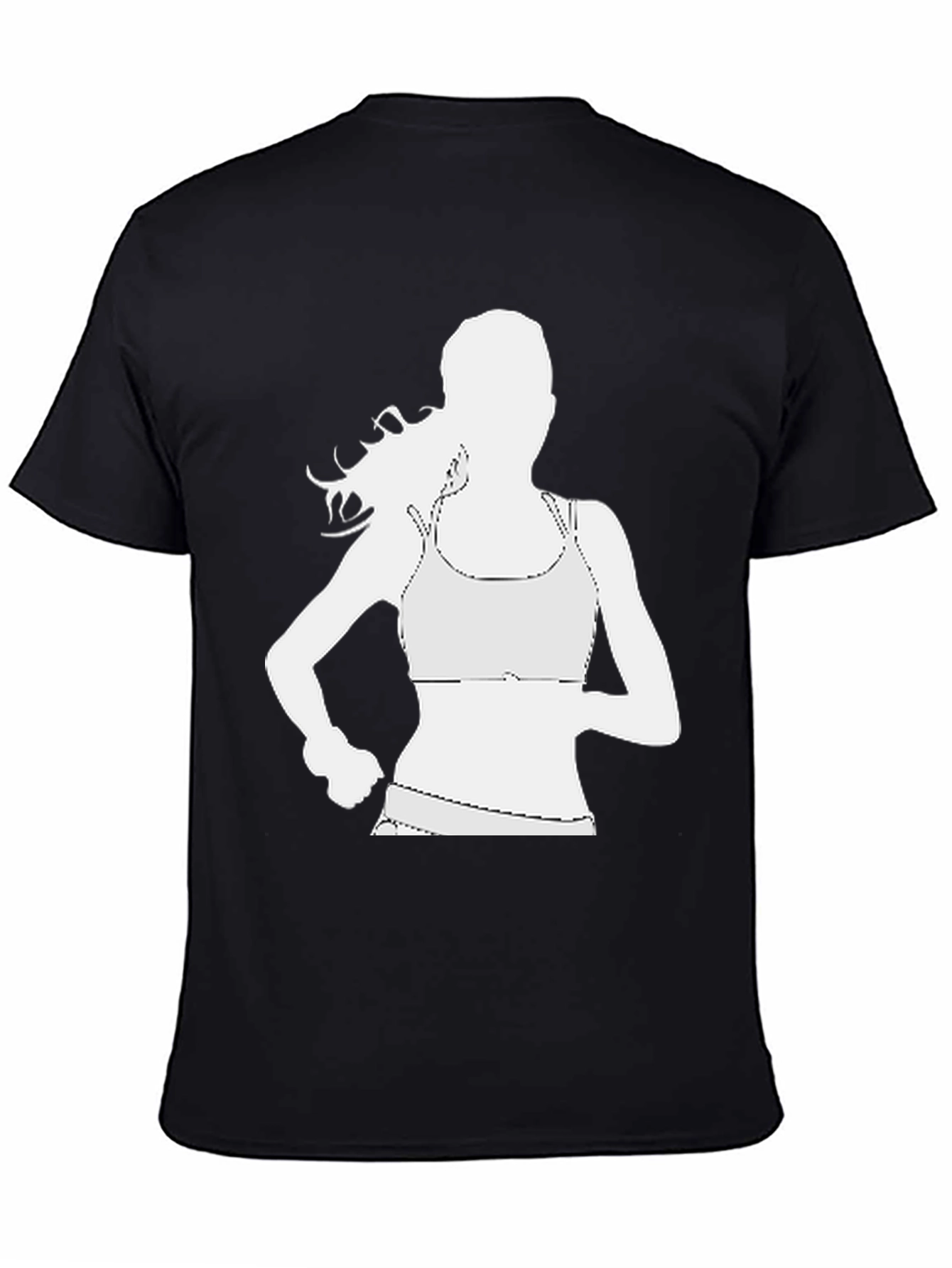 Running Woman Graphic Tee - Black Cotton Casual Shirt