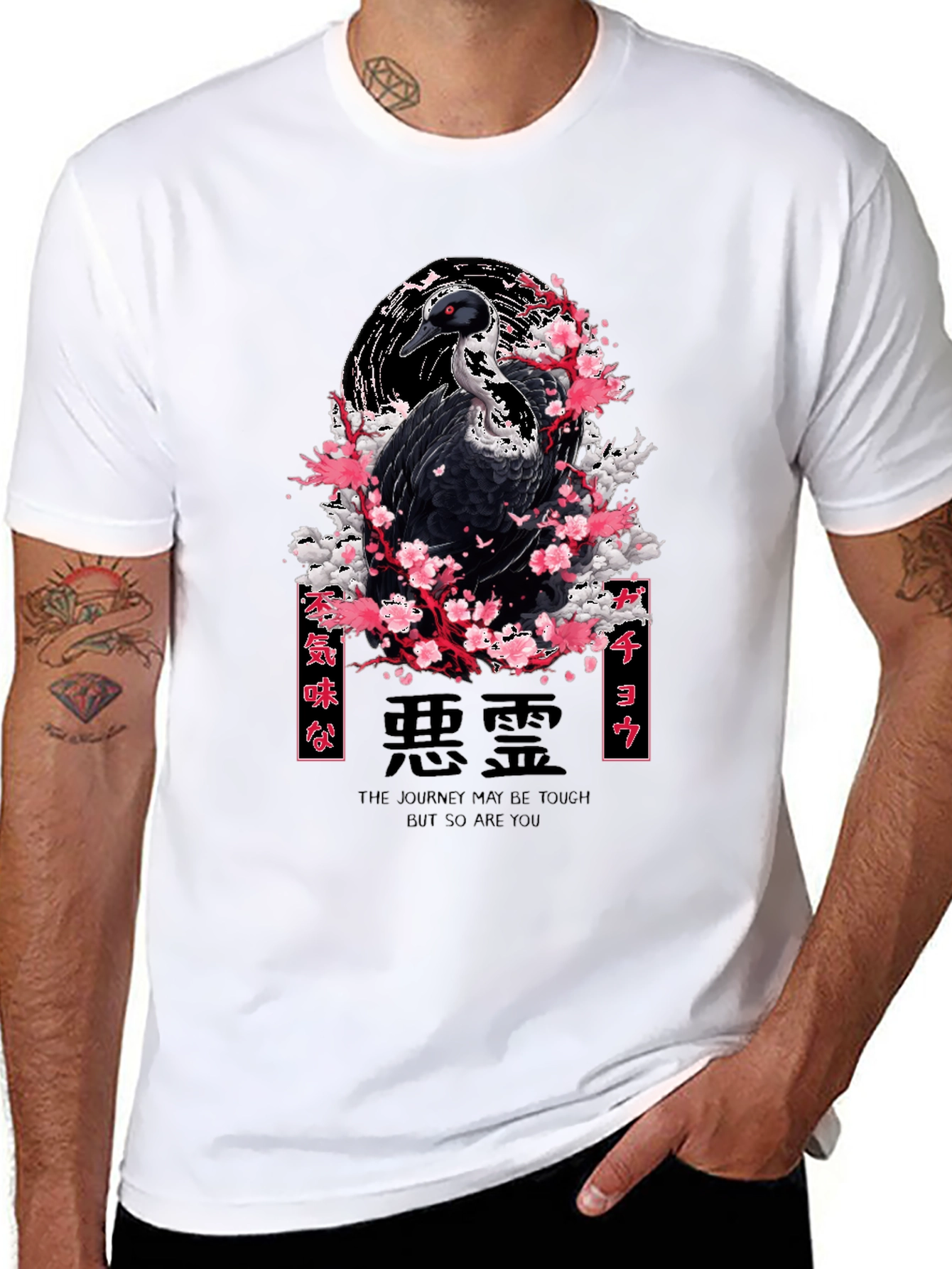 Japanese Crane Blossom Graphic Tee