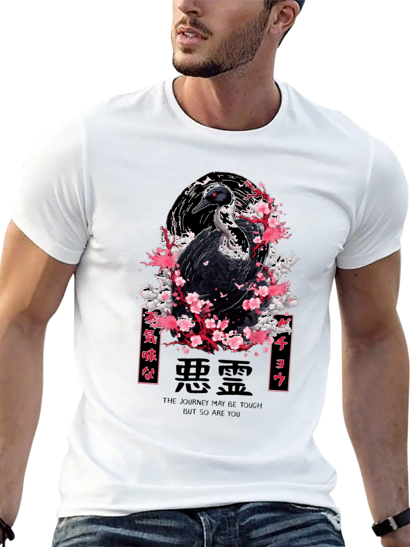 Japanese Crane Blossom Graphic Tee