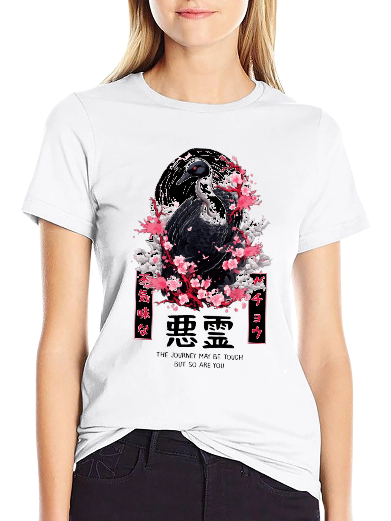 Japanese Crane Blossom Graphic Tee