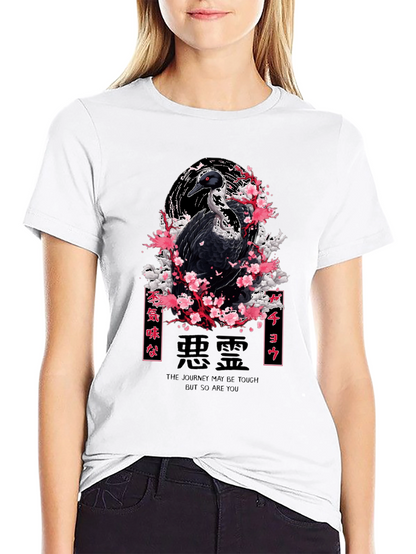 Japanese Crane Blossom Graphic Tee