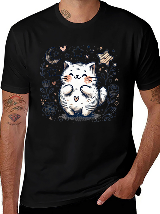 Cute Cat Graphic Tee - Whimsical Kawaii Design
