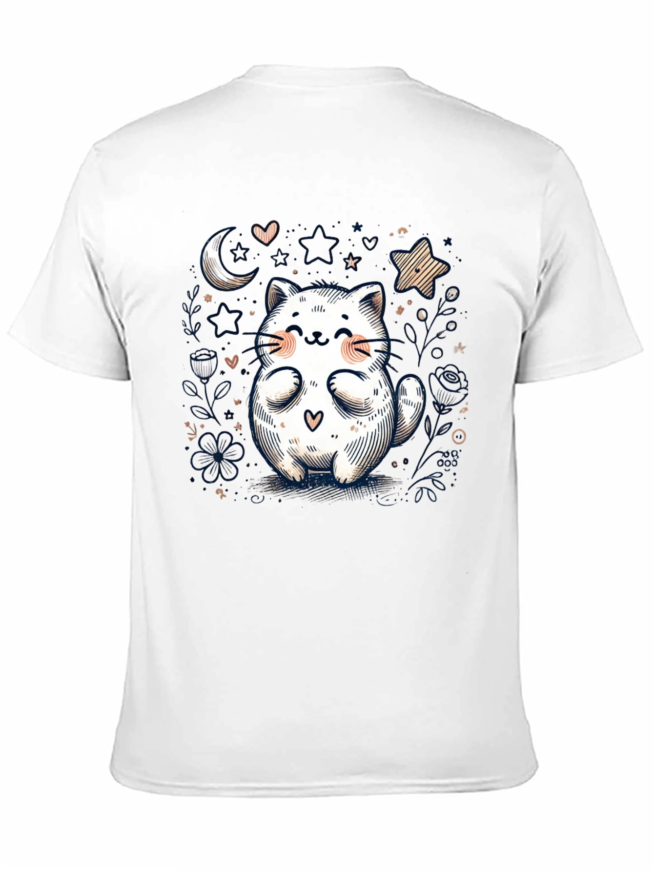 Cute Cat Graphic Tee - Whimsical Kawaii Design