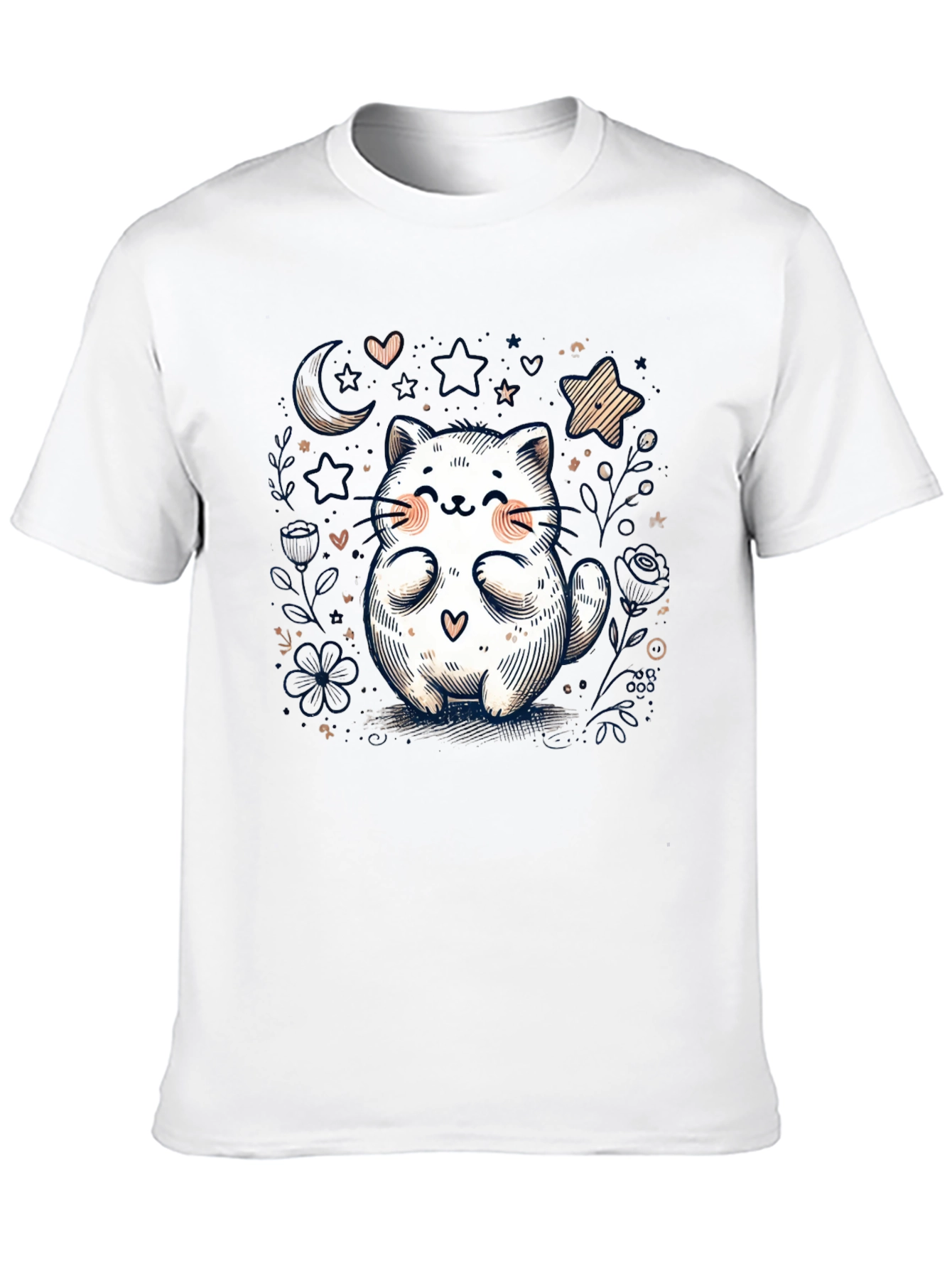Cute Cat Graphic Tee - Whimsical Kawaii Design