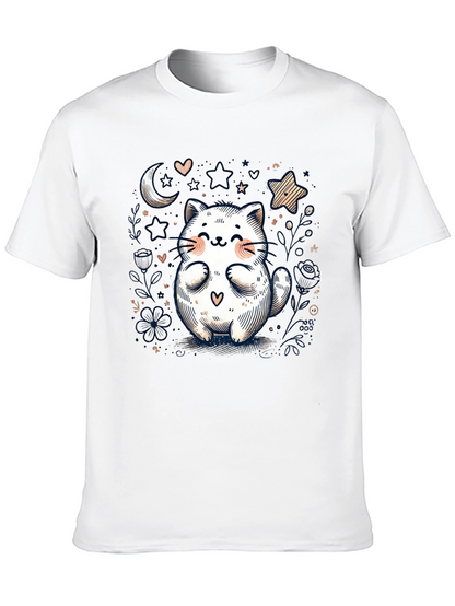Cute Cat Graphic Tee - Whimsical Kawaii Design