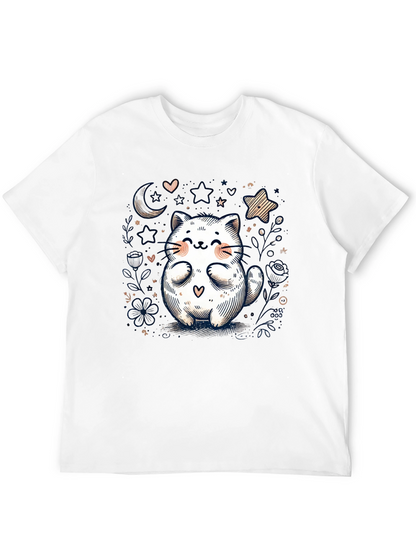 Cute Cat Graphic Tee - Whimsical Kawaii Design