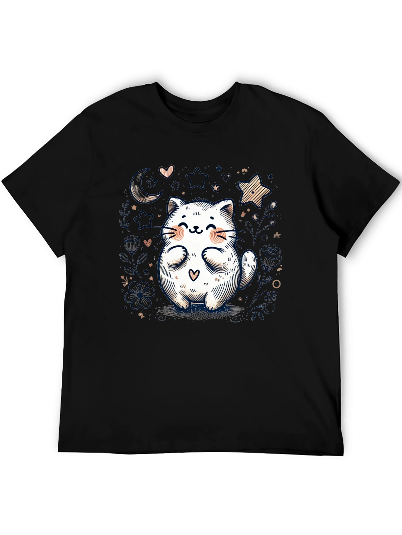 Cute Cat Graphic Tee - Whimsical Kawaii Design