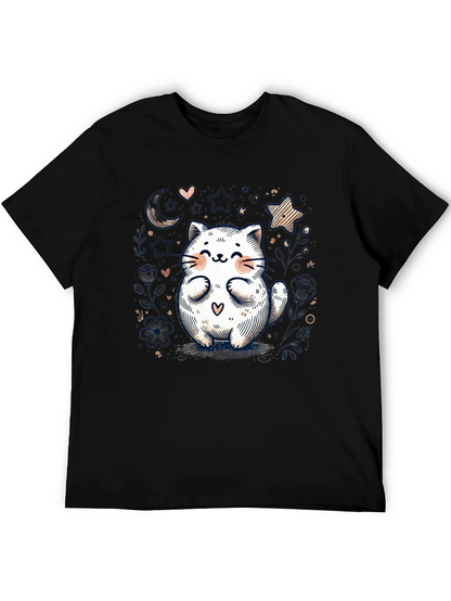 Cute Cat Graphic Tee - Whimsical Kawaii Design