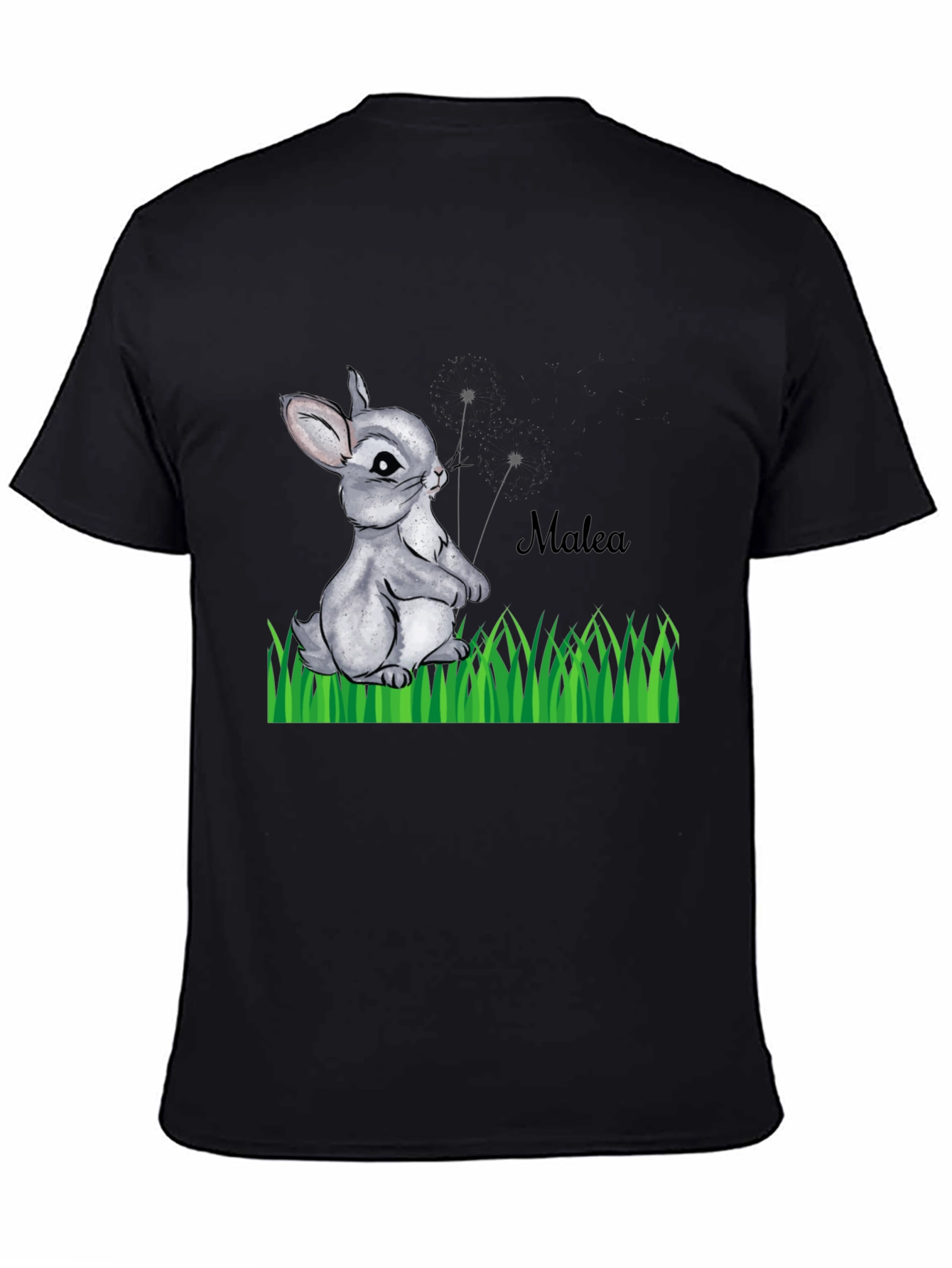 Bunny Rabbit Personalized Black T-Shirt