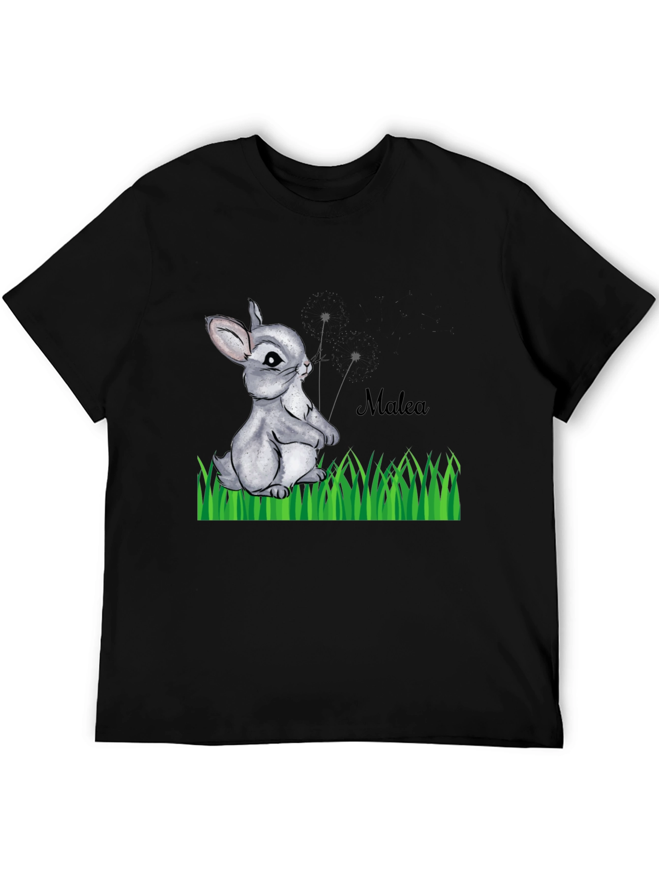 Bunny Rabbit Personalized Black T-Shirt