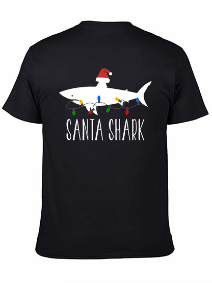 Santa Shark Graphic T-Shirt - Holiday Fun!