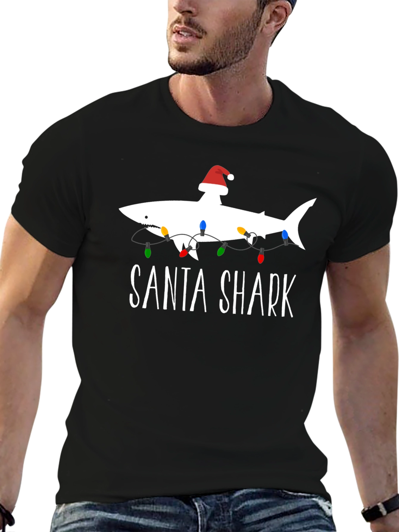 Santa Shark Graphic T-Shirt - Holiday Fun!