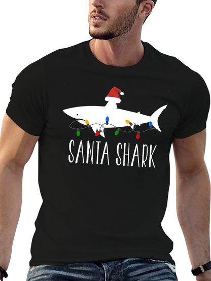 Santa Shark Graphic T-Shirt - Holiday Fun!