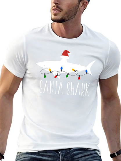Santa Shark Graphic T-Shirt - Holiday Fun!