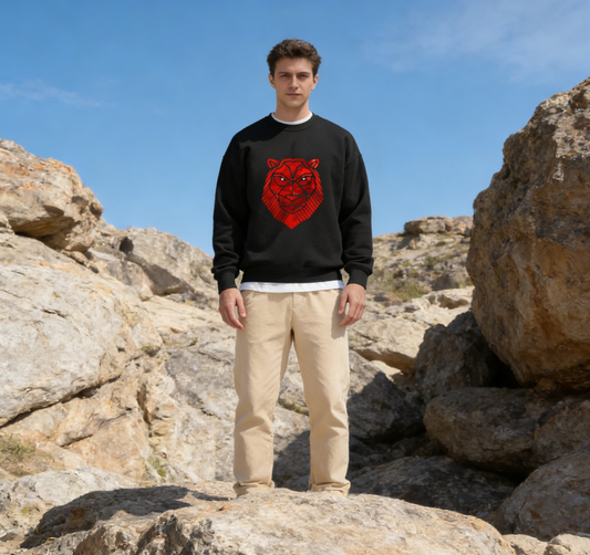Modern Geometric Lion Silhouette Sweatshirt
