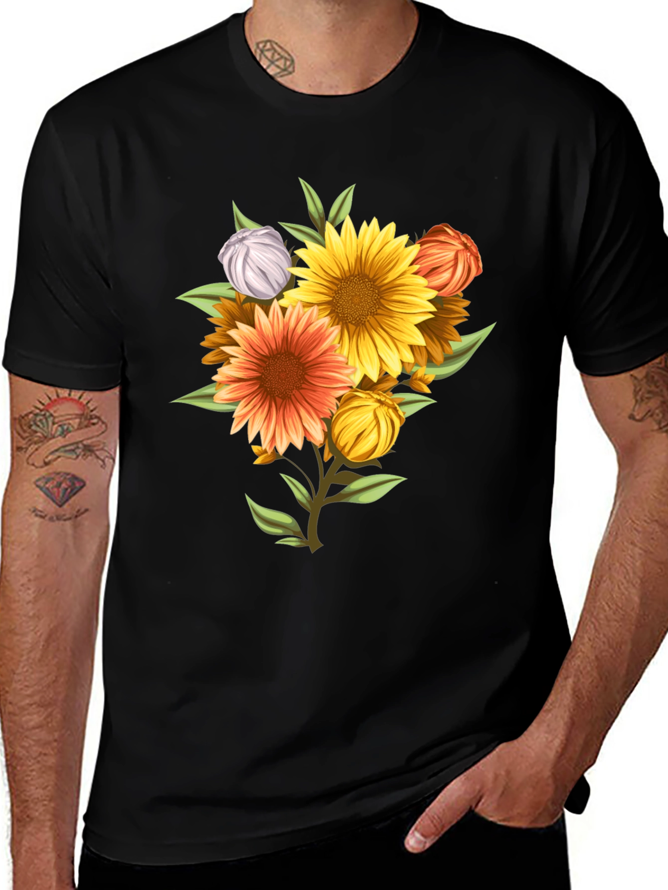 Floral T-Shirt: Vibrant Sunflower Design