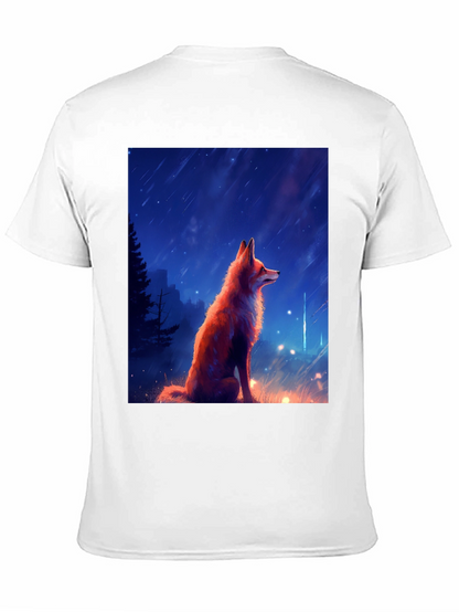 Fox in Starlight Black T-Shirt - Artistic Design
