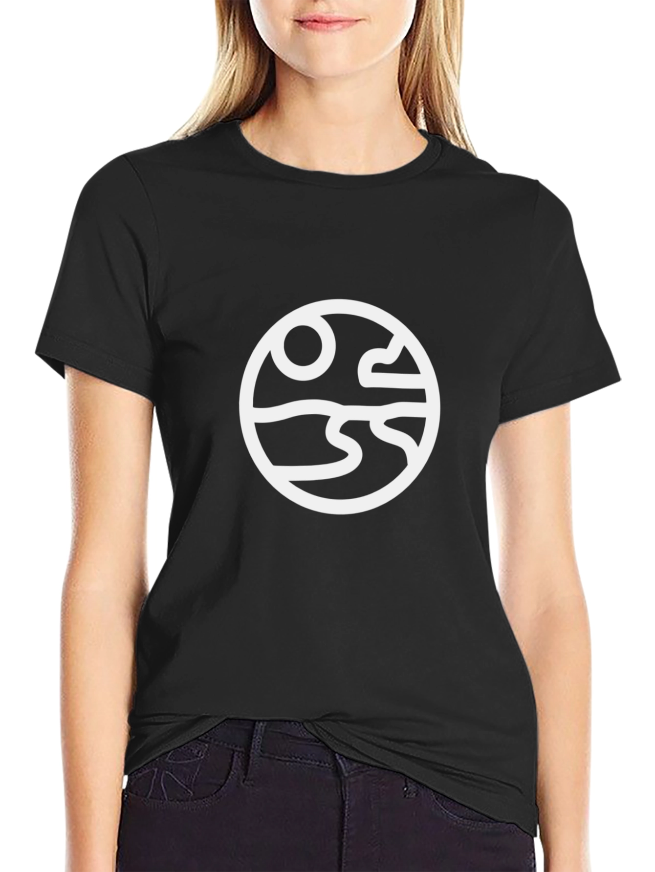 Abstract Landscape Graphic Tee - Black