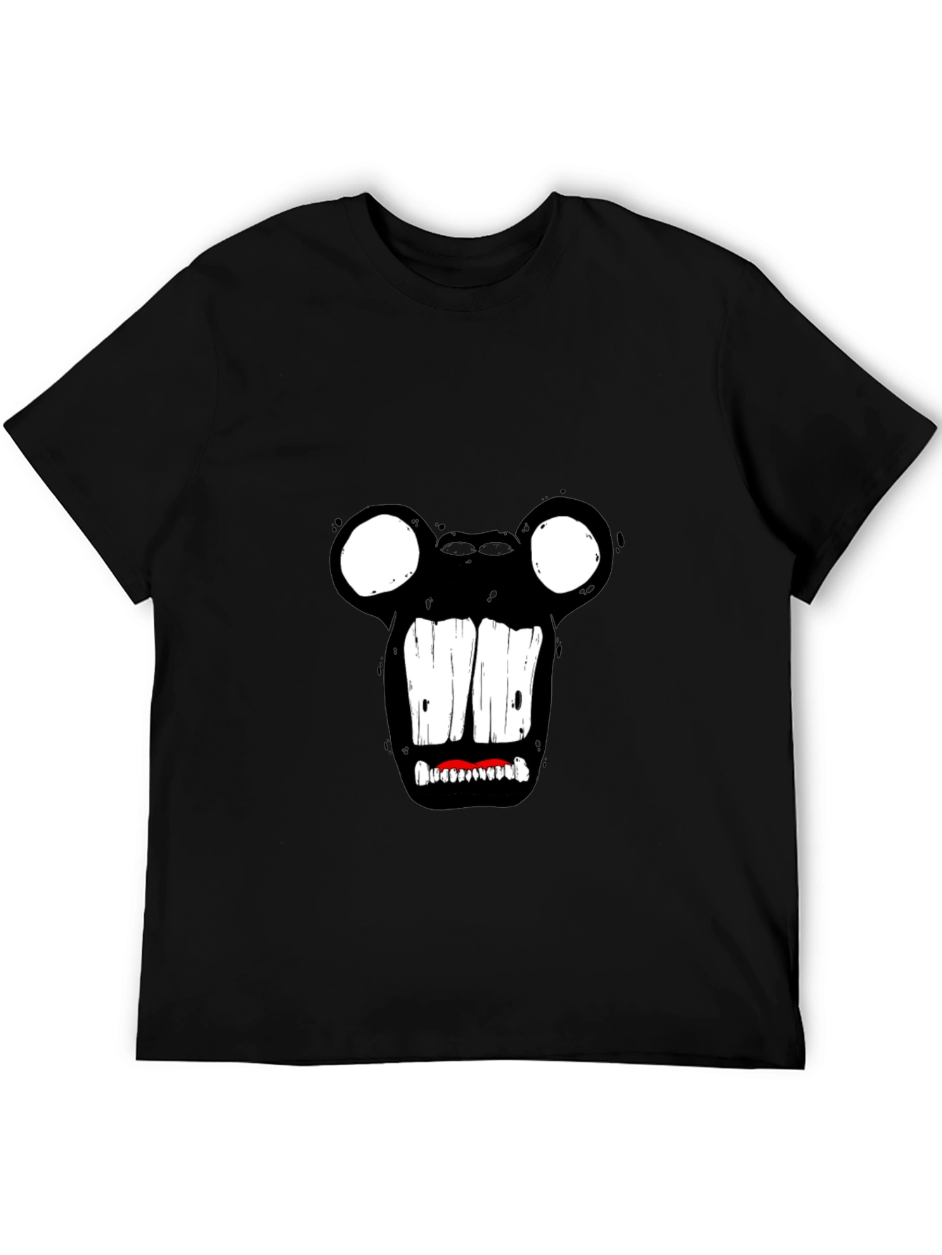 Monster Face Graphic Tee - Black Cotton T-Shirt