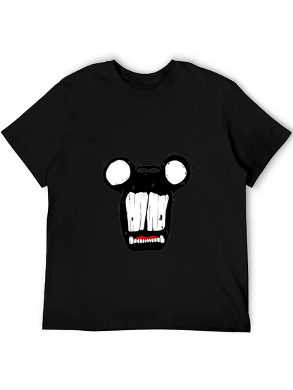 Monster Face Graphic Tee - Black Cotton T-Shirt