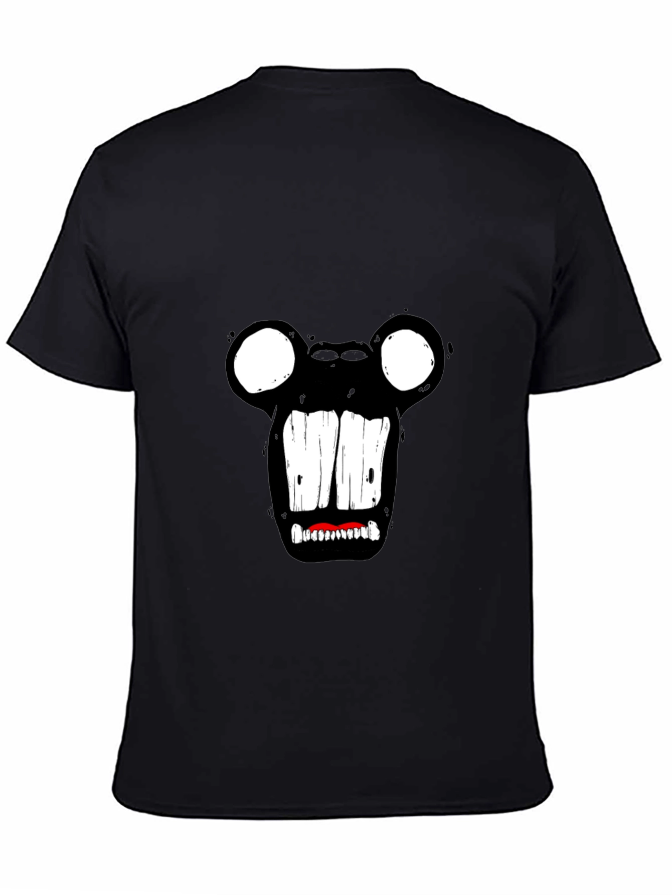 Monster Face Graphic Tee - Black Cotton T-Shirt