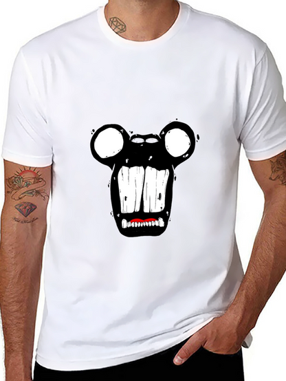 Monster Face Graphic Tee - Black Cotton T-Shirt